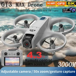 Drone GT3 MAX – Caméra HD 1080p | GPS | Évitement d’obstacles | Pliable | FPV WiFi 2.4GHz – Amahra Tech Store